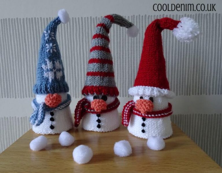 Knitted Christmas Cone Snowman