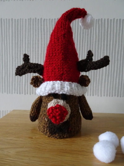 Christmas Knitted Cone Characters Reindeer Santa And Snowman Cool Denim