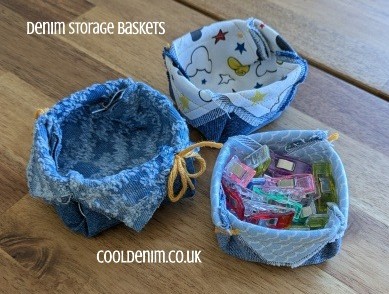Denim Storage Basket Bowls - 10 minute make tutorial