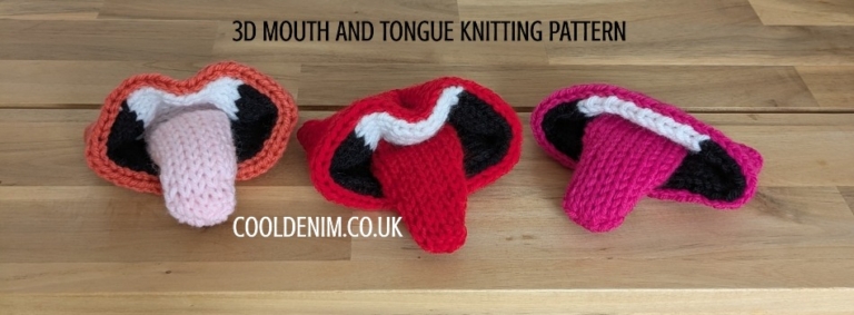 Knitted 3d Mouth and Tongue